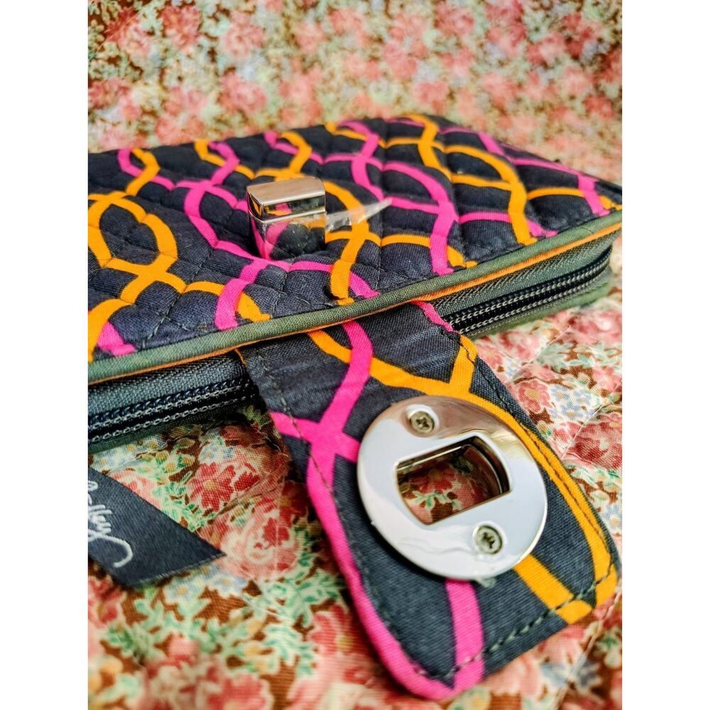 Vera Bradley Jazzy Swirls Turnlock Wallet NWT Pink Orange Gray MSRP $49 - Picture 9 of 12